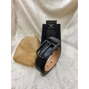 Mens Bulliant Black Leather Buckle Belt With Cut To Size End. 38in